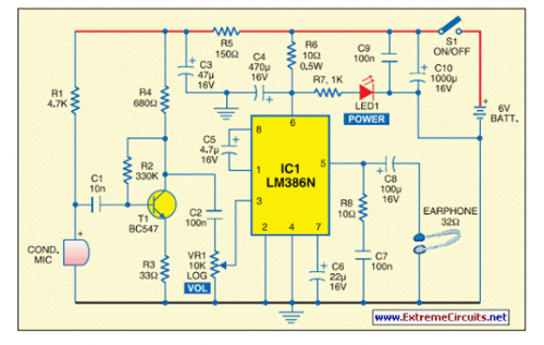 Spy Ear Circuit Diagram